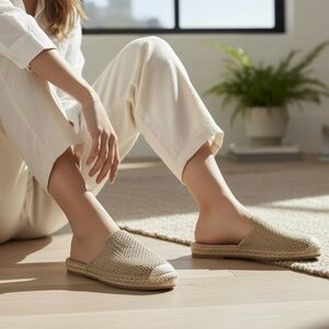 Cole Hawn Cloudfeel‎ Stitchlite Mule Espadrille in Sesame Tan, size 5.5